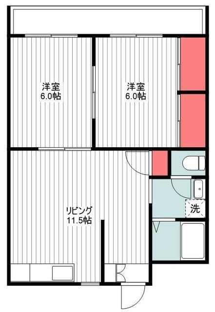 アーバンKNII(2LDK/2階)の間取り写真