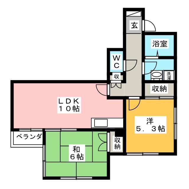 フェリースSEYAB棟(2LDK/2階)の間取り写真