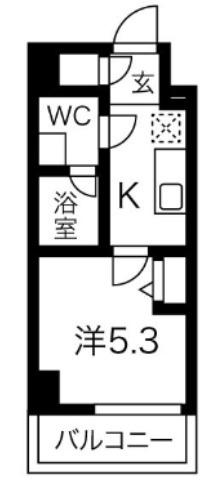 クラリッサ川崎ルーナ(1K/6階)の間取り写真