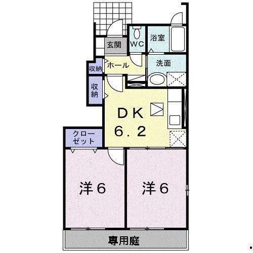 ブライト・ステージI番館(2DK/1階)の間取り写真