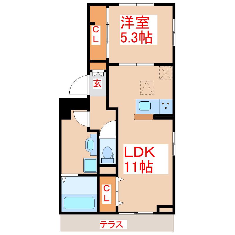 コーラル(1LDK/1階)の間取り写真