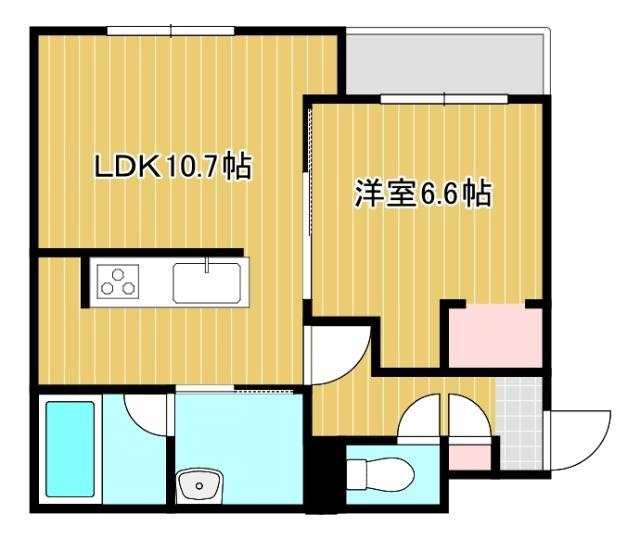 千歳市東郊AP(1LDK/1階)の間取り写真