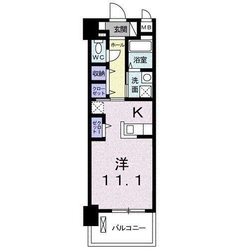 グラン フレール(ワンルーム/2階)の間取り写真