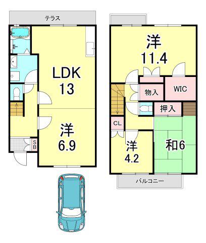 パティオ仁川(4LDK/1階)の間取り写真