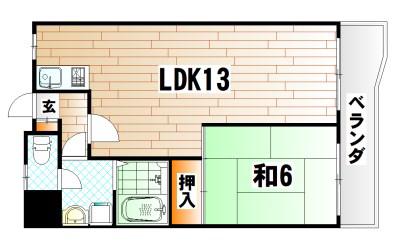 サンラビール小倉(1LDK/9階)の間取り写真