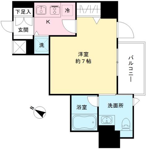 一番町レジデンス(1K/7階)の間取り写真