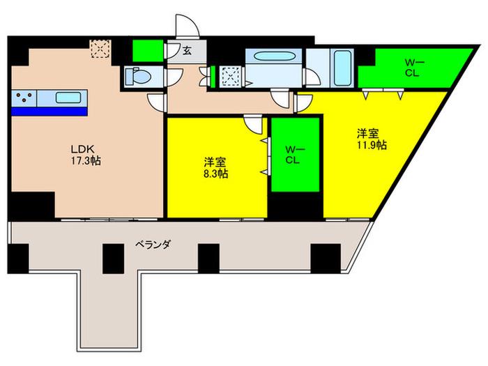 FIRST AVENUE OHORI(2LDK/3階)の間取り写真