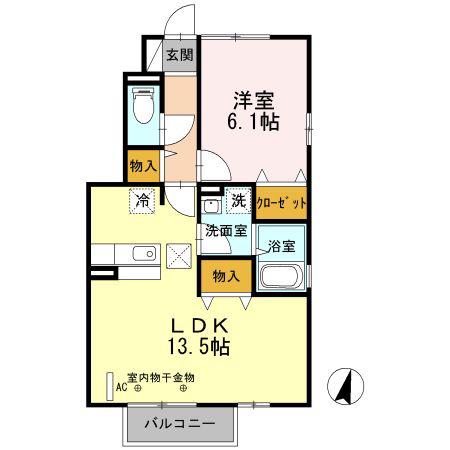 リバーグリーン(1LDK/1階)の間取り写真