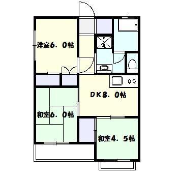 宿河原マンション(3DK/2階)の間取り写真