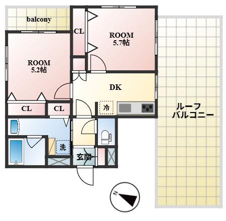 THE SHINAGAWA イースト RESIDENCEザ・シナガワ(2DK/5階)の間取り写真