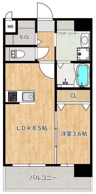 RESIAS ONE TENJINMINAMI BLDG(1LDK/9階)の間取り写真