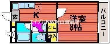 ロイヤルパレス江並(1K/4階)の間取り写真
