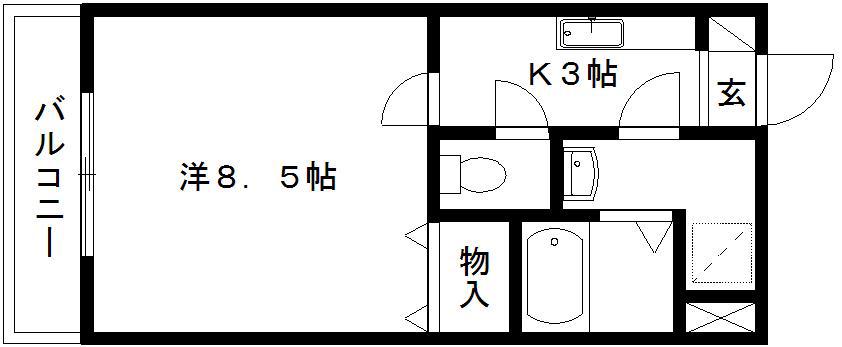 エルーセラ(1K/2階)の間取り写真