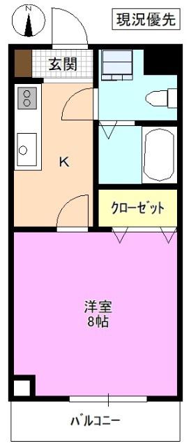 ポプリハイツ(1K/3階)の間取り写真