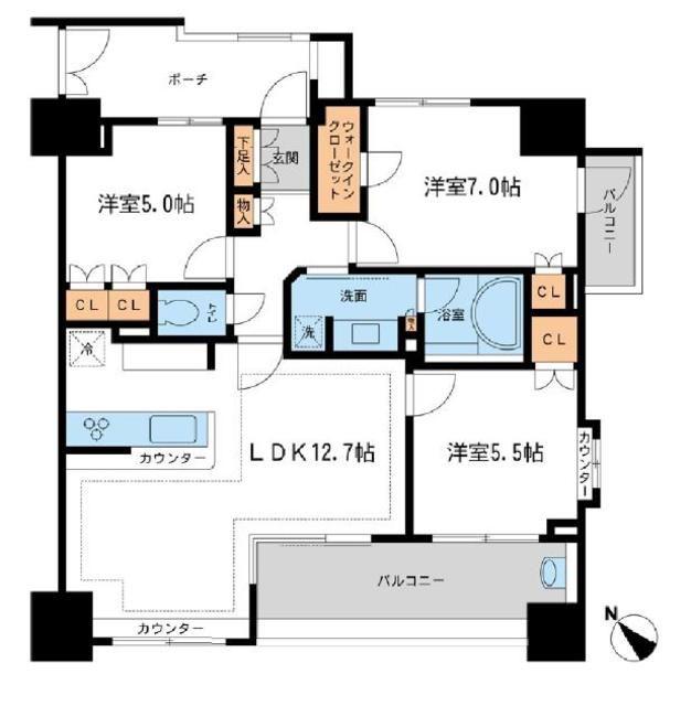 KDXレジデンス町田(3LDK/7階)の間取り写真