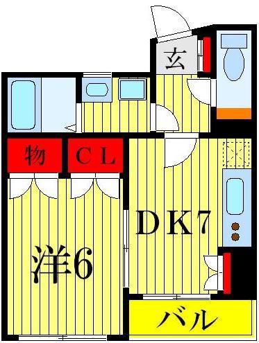ポポラーレ イワイ(1DK/2階)の間取り写真