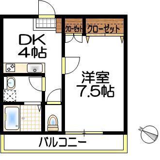 フローラル禅(1DK/2階)の間取り写真