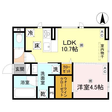 D-ROOM 中島(1LDK/1階)の間取り写真