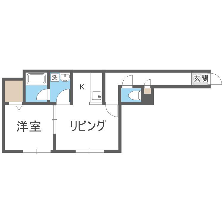 キートス美園(1DK/2階)の間取り写真