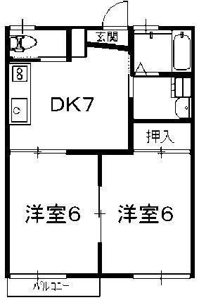 メゾンキャッスル(2DK/2階)の間取り写真