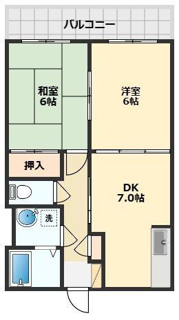 シャルマンコーポくら弐番館A(2DK/2階)の間取り写真