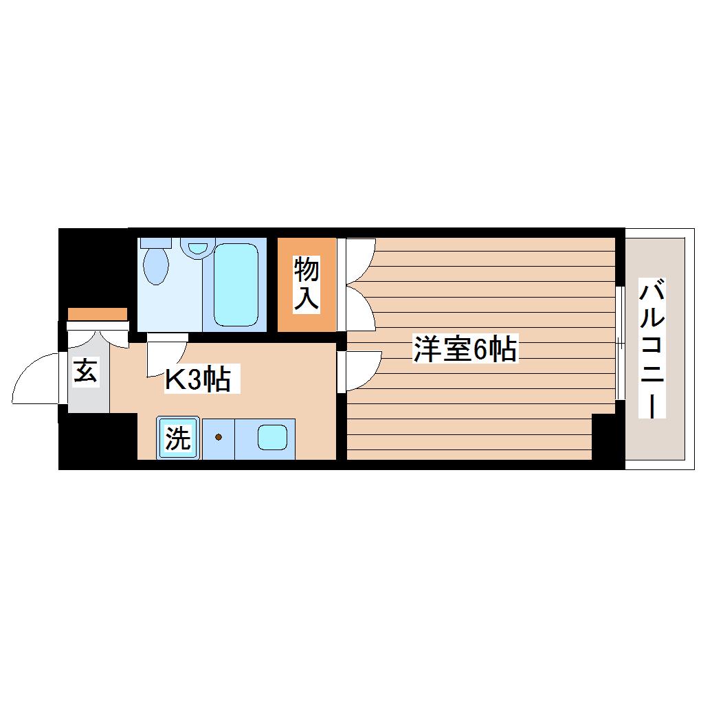 グレイスハイツ長町(1K/6階)の間取り写真