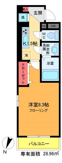 WING(1K/1階)の間取り写真