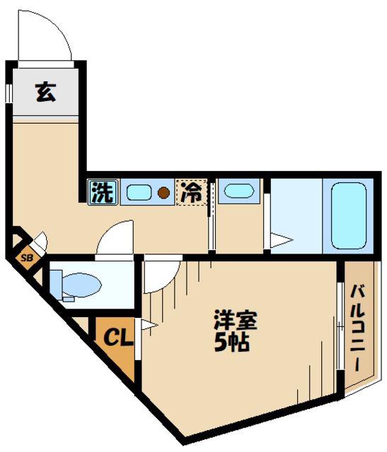 MELDIA西府町(1K/3階)の間取り写真