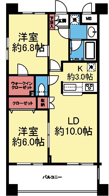 サンハイム鶴見A(2LDK/5階)の間取り写真