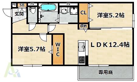 VILLEALTA(2LDK/1階)の間取り写真
