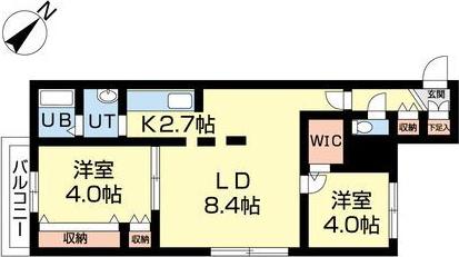 ラ・コーザ豊平ウエスト(2LDK/2階)の間取り写真