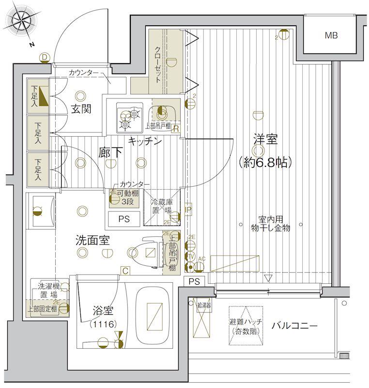 ヴァレッシア早稲田駅前シティ(1K/9階)の間取り写真