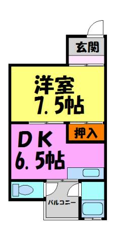 辰巳ハウス(1DK/1階)の間取り写真
