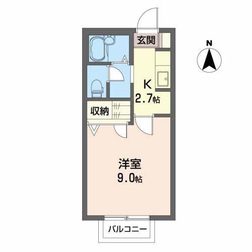 シャーメゾン萩野町(1K/2階)の間取り写真