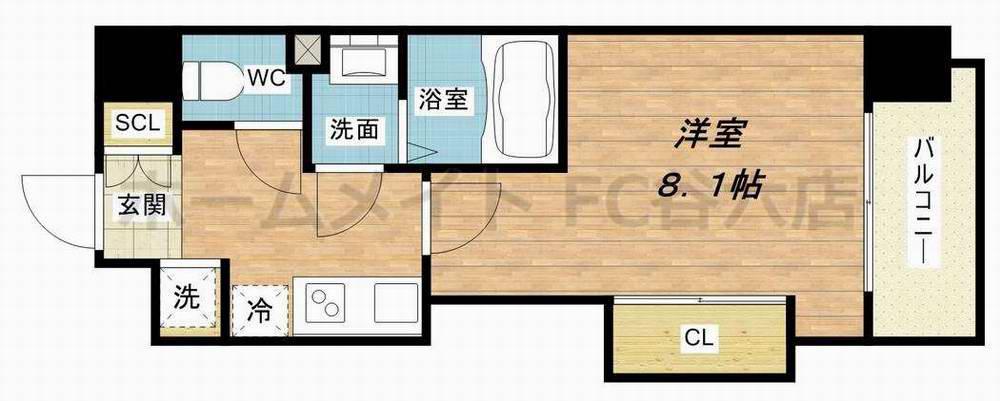 LUXE難波西II(1K/2階)の間取り写真