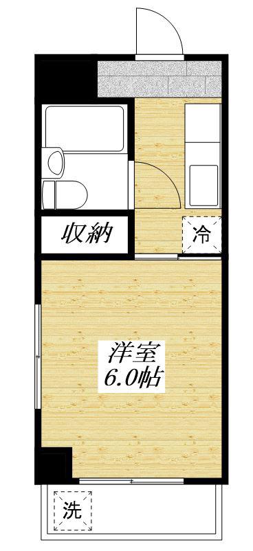 ベルス旭が丘(1K/4階)の間取り写真