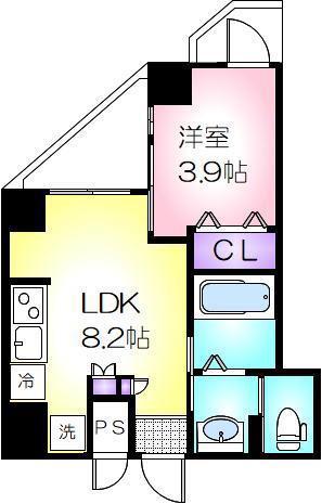 セントフィオーレ岩塚(1LDK/10階)の間取り写真
