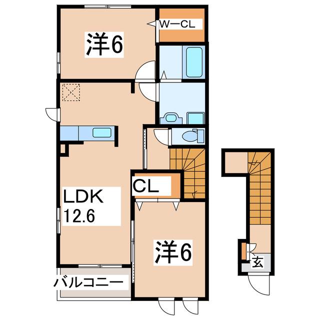 CASA FELICE I・II(2LDK/2階)の間取り写真