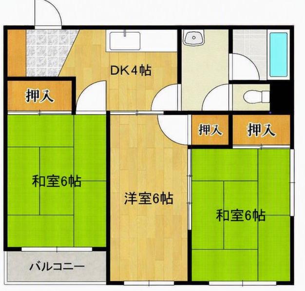 レジデンス荒木(2DK/4階)の間取り写真