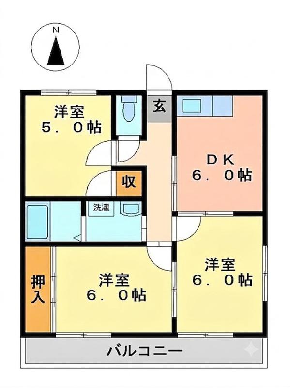 ハイツセレナーデ(3DK/4階)の間取り写真
