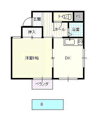 コーポ富(1DK/2階)の間取り写真