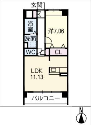クレストヒルズ(1LDK/2階)の間取り写真
