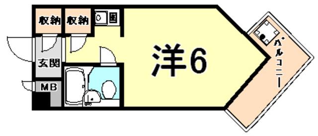 キューブAMX(ワンルーム/6階)の間取り写真