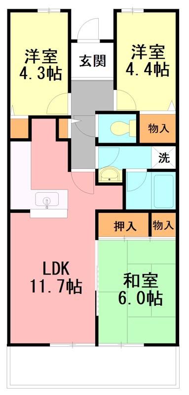 ヒルズ南戸塚3号棟(3LDK/7階)の間取り写真