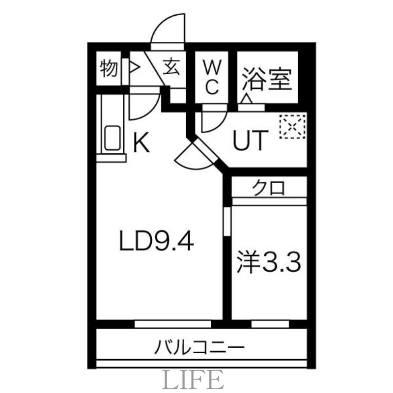 メープルコート平岸(1LDK/4階)の間取り写真