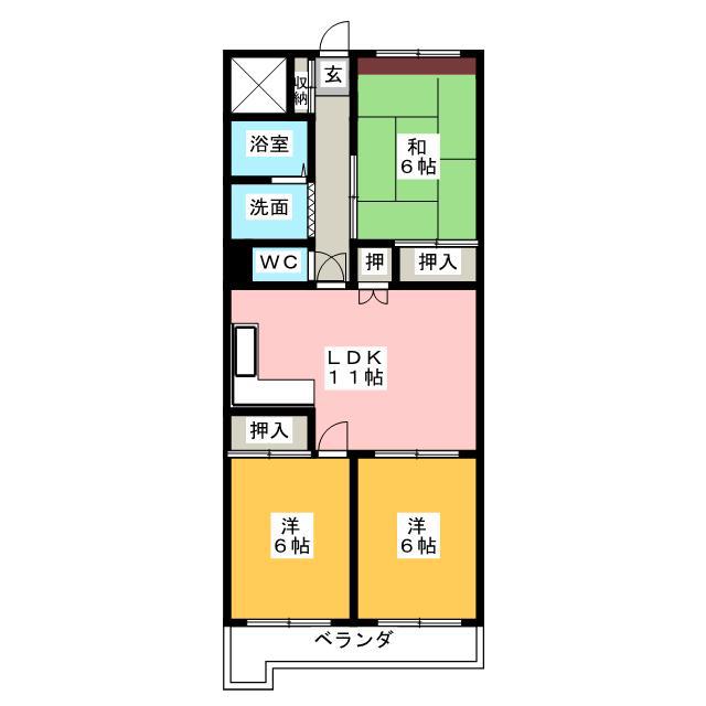 エントピア田代(3LDK/2階)の間取り写真