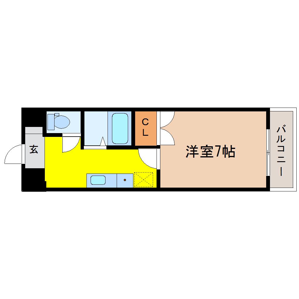 ハイツ河原町(1K/4階)の間取り写真