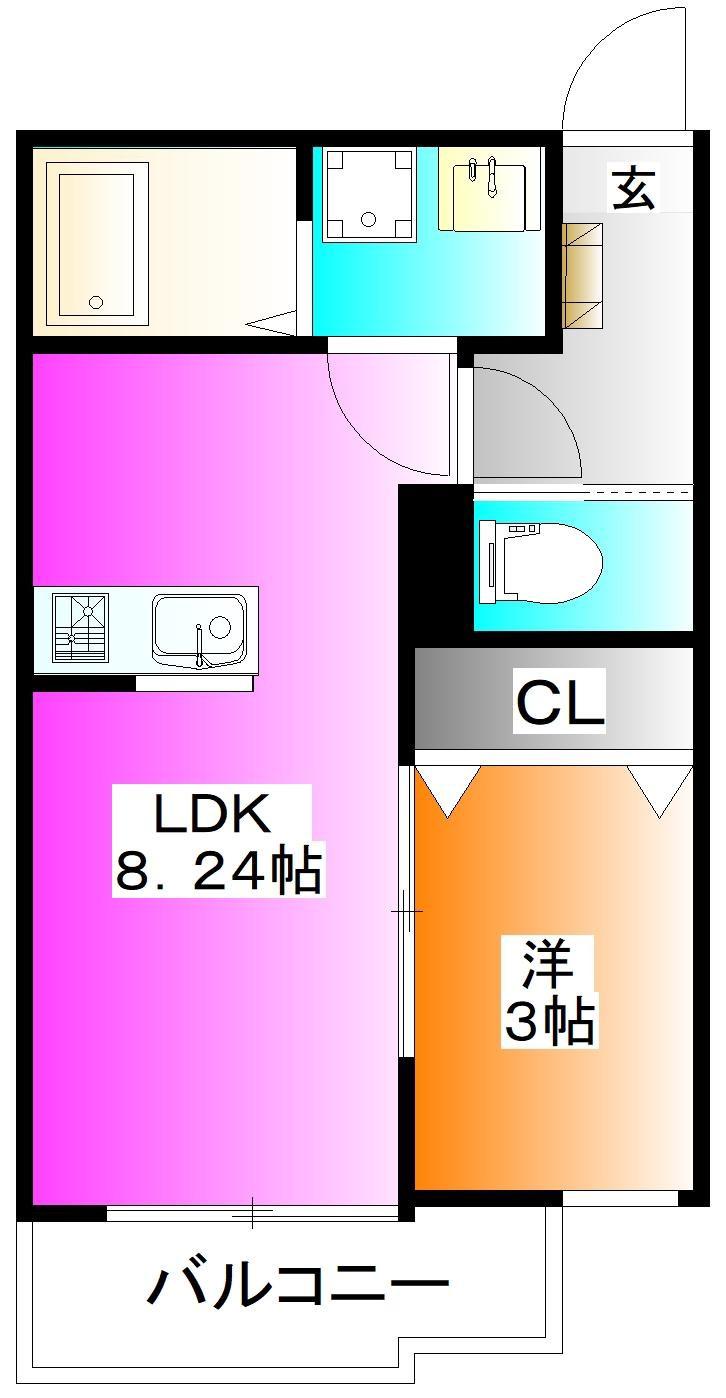 ガーデンヒルズ南浦和(1LDK/2階)の間取り写真