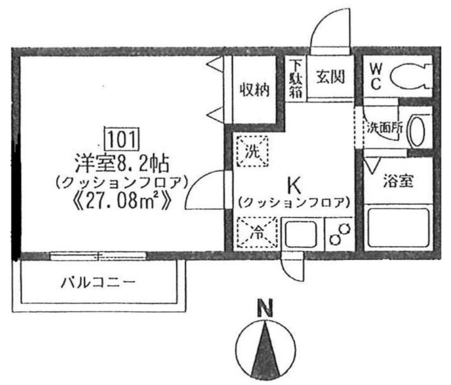 ピアリヴェール(1K/1階)の間取り写真