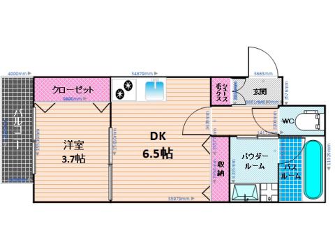シャーメゾン大橋(1DK/3階)の間取り写真